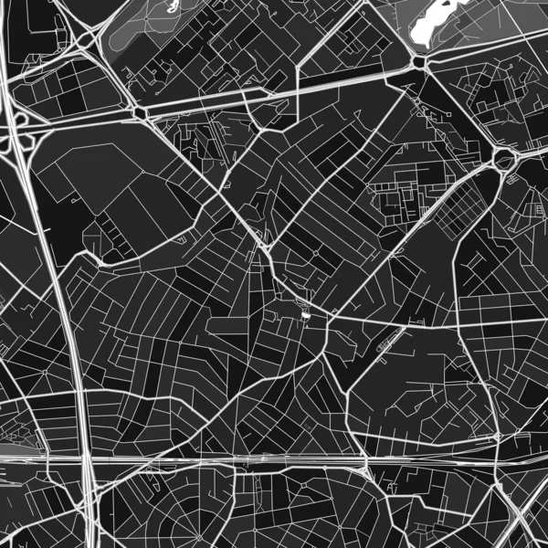 Dark Vector Art Map Aulnay Sous Bois Seine Saint Denis — Archivo Imágenes Vectoriales