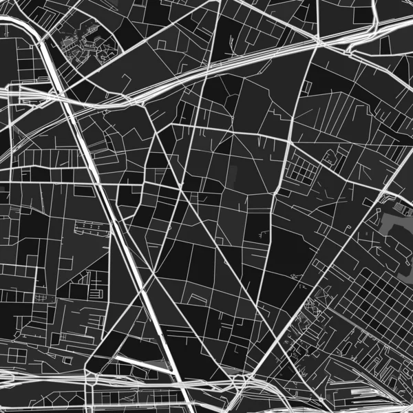 Dark Vector Art Map Aubervilliers Seine Saint Denis Francia Con — Vector de stock