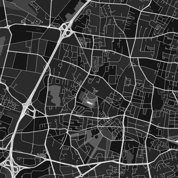 メリニャック ジロンド フランスの暗いベクトルアートマップ都市部と農村部のための細かい灰色で メリニャック図の灰色の異なる色合いは 任意の特定のパターンに従っていません — ストックベクタ