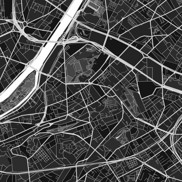 Тёмная векторная арт-карта Исси-ле-Мбао, Франция, с мелкими деталями для городских и сельских районов. Различные оттенки Мбаппе на карте Исси-ле-Мбаппе не следуют какой-то особой схеме.