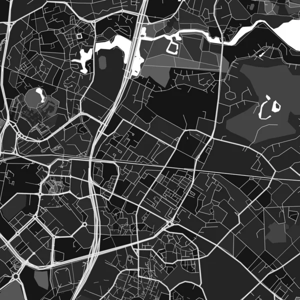 Dark Vector Art Map Villeneuve Dascq Nord Γαλλία Φίνα Γκρι — Διανυσματικό Αρχείο
