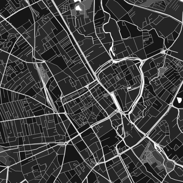 Мапа Темного Векторного Мистецтва Труа Обе Франція Дрібними Сірими Міських — стоковий вектор