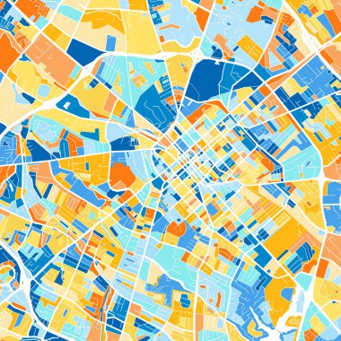 Color art map of  Lexington, Kentucky, UnitedStates in blues and oranges. The color gradations in Lexington   map follow a random pattern. clipart