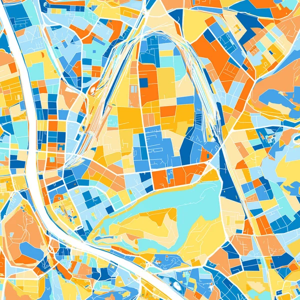 Color Art Map Salzburg Salzburg Austria Iin Blue Orange 잘츠부르크 — 스톡 벡터