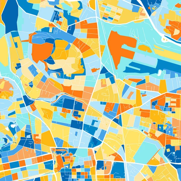 Barevná Umělecká Mapa Klagenfurtu Korutan Rakousko Jin Blues Pomeranče Odstupňování — Stockový vektor