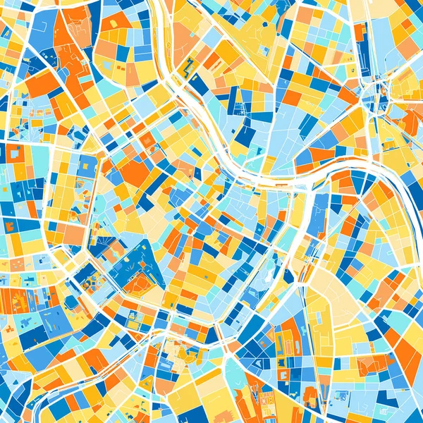 Mapa Arte Color Viena Viena Austria Iin Blues Naranjas Las — Archivo Imágenes Vectoriales