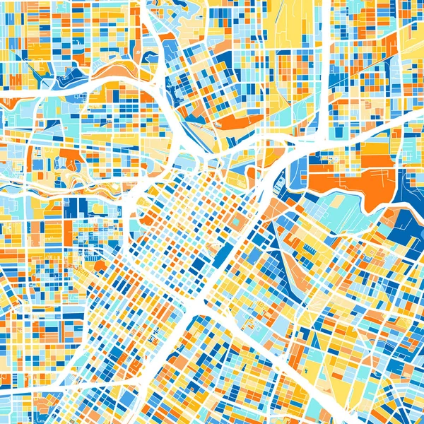 Kleurenkaart Van Houston Texas Verenigde Staten Blauw Sinaasappels Kleurgradaties Houston — Stockvector