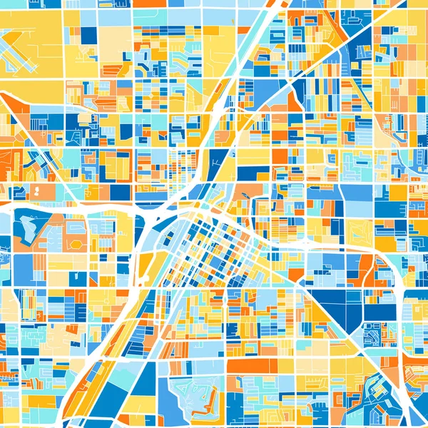 Color Art Map 베가스 네바다주 블루스와 오렌지 베가스 지도에 염색은 — 스톡 벡터