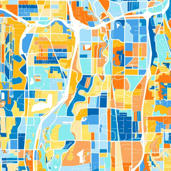 Color Art Map Raleigh North Carolina Unitedstates Blue Orange 지도의 — 스톡 벡터