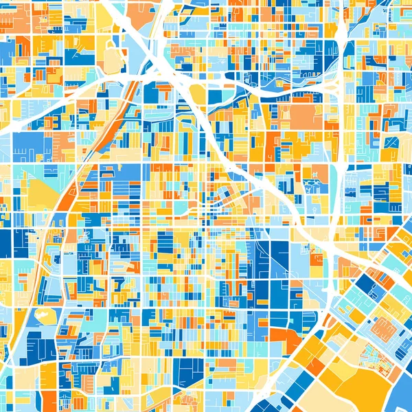 Mapa Arte Color Santaana California Estados Unidos Azules Naranjas Las — Archivo Imágenes Vectoriales