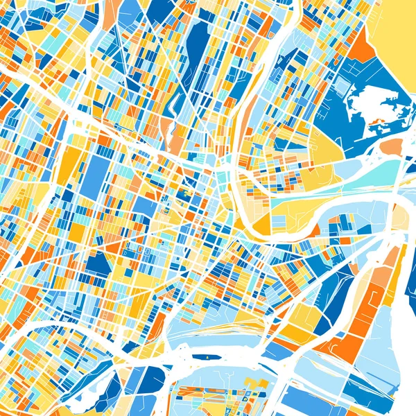 Barevná Umělecká Mapa Newarku New Jersey Spojené Státy Americké Blues — Stockový vektor