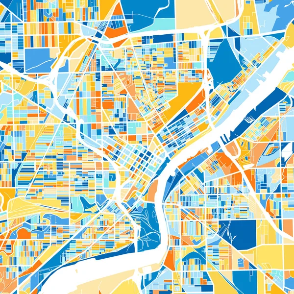 Färg Konst Karta Över Toledo Ohio Usa Blues Och Apelsiner — Stock vektor