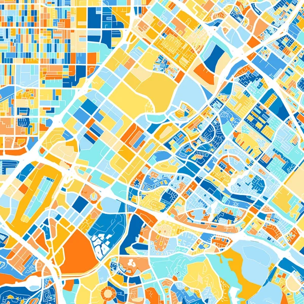 Color Art Map Irvine California Unitedstates Blue Orange 어바인 지도에 — 스톡 벡터