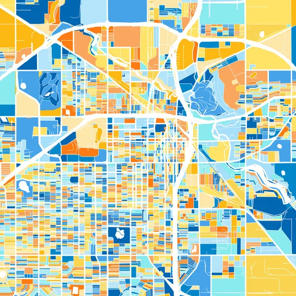 Mapa Arte Color Lubbock Texas Estados Unidos Azules Naranjas Las — Archivo Imágenes Vectoriales
