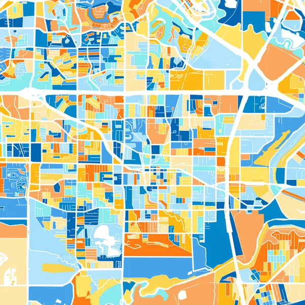 Barevná Umělecká Mapa Irvingu Texas Spojené Státy Americké Blues Pomerančích — Stockový vektor