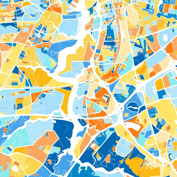 Mappa Artistica Colori Chesapeake Virginia Stati Unitiin Blu Arance Gradazioni — Vettoriale Stock