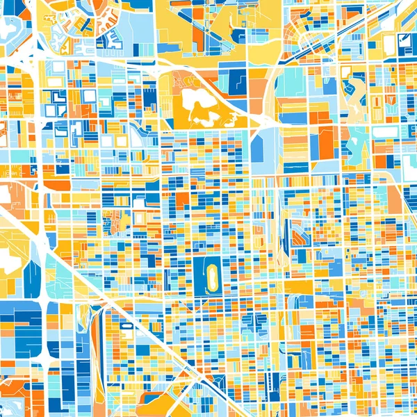 Színes Művészeti Térkép Hialeah Florida Egyesült Államok Kék Narancs Színfokozatok — Stock Vector