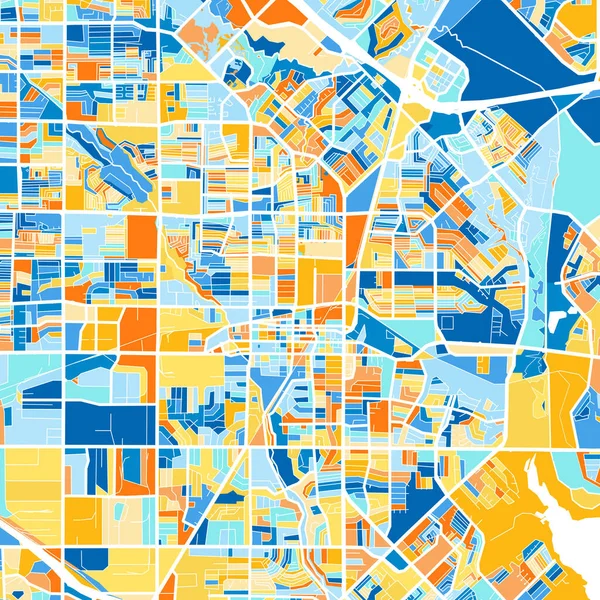 Barevná Umělecká Mapa Garlandu Texas Spojené Státy Americké Blues Pomerančích — Stockový vektor