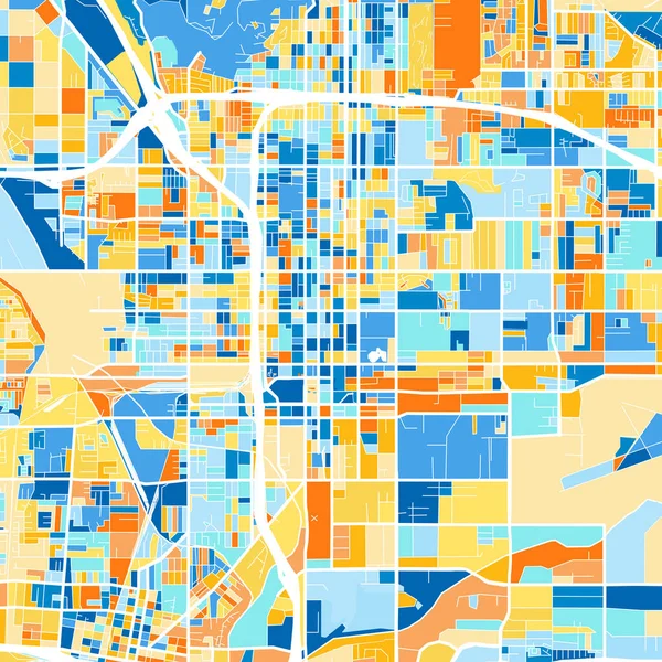 Barevná Umělecká Mapa Sanbernardina Kalifornie Spojené Státy Americké Blues Pomerančích — Stockový vektor