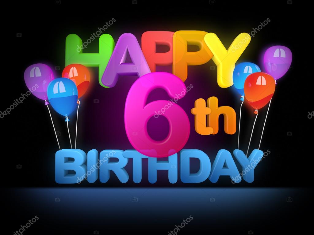 Happy 6th Birthday Title dark Stock Illustration by mail.hebstreit