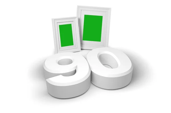 Moldura de imagem com fundo branco e número 90 — Fotografia de Stock