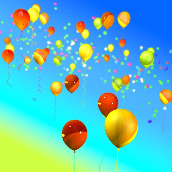 Renkli balonlar gökyüzünde — Stok fotoğraf