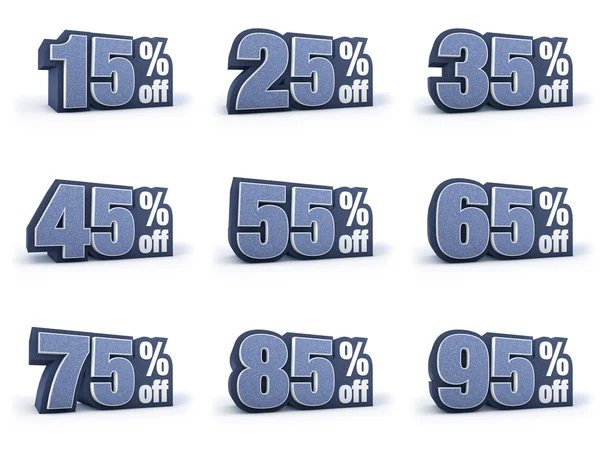 Set of Discount price signs, in 9 variations isolated on white b — Stock Photo, Image