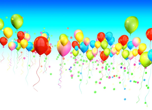 Renkli balon gökyüzüne başlık ve kopya alanı için bölme — Stok fotoğraf