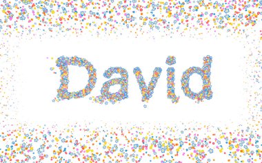 David, çeşitli renkli çiçeklerle kaplı erkek adı