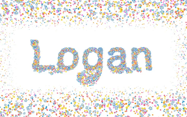 Logan, Male name coated with various colorful flowers — Stock Photo, Image