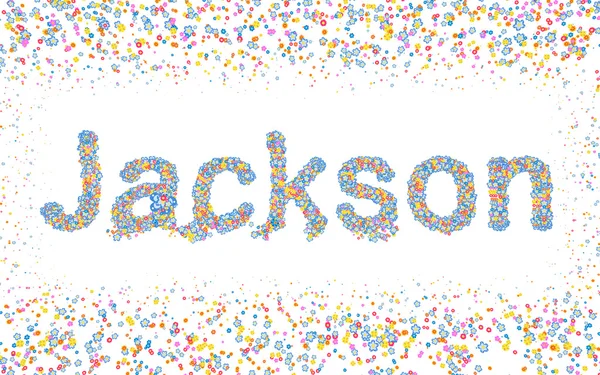 Jackson, Nombre masculino recubierto con varias flores de colores — Foto de Stock