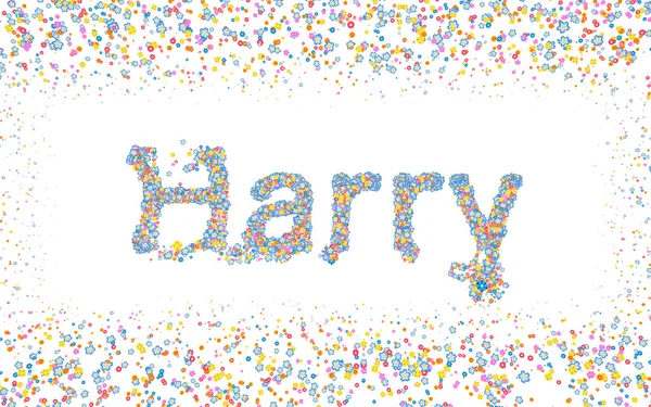 Harry, mužské jméno s různými barevnými květy — Stock fotografie
