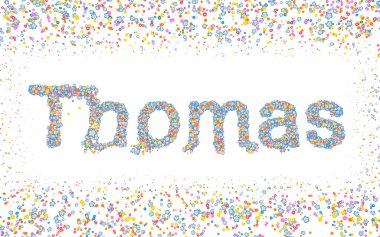 Thomas, çeşitli renkli çiçeklerle kaplı erkek adı