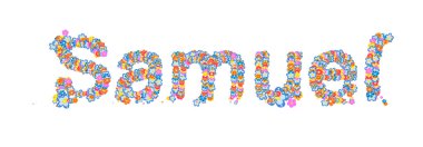 Erkek adı Samuel çiçeklerle dolu.