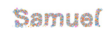 Erkek adı Samuel çiçeklerle dolu.