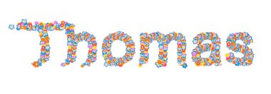 Erkek adı Thomas çiçeklerle dolu.