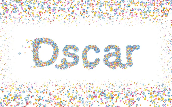 Oscar, Nome masculino revestido com várias flores coloridas — Fotografia de Stock