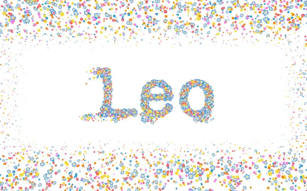 Leo, mężczyzna nazwa powlekane z różnych kolorowych kwiatów — Zdjęcie stockowe