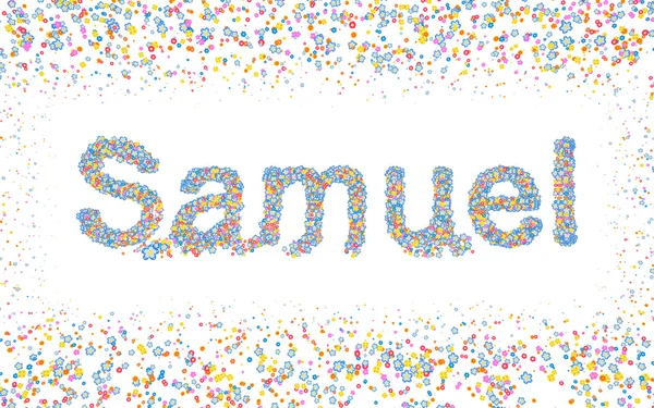 Samuel，涂有各种五颜六色的鲜花的男性名字 — 图库照片