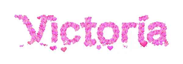 Victoria vrouwelijke naam set met harten type ontwerp — Stockfoto
