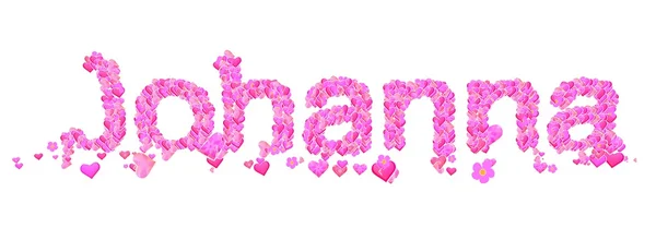Johanna female name set with hearts type design — Stock Photo, Image