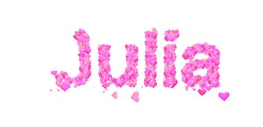 Julia female name set with hearts type design clipart