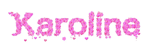 Karoline vrouwelijke naam instellen met harten typeontwerp — Stockfoto