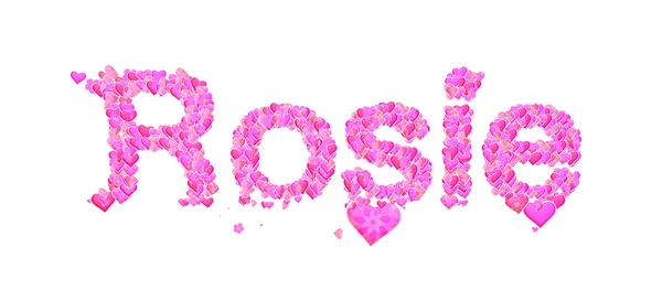 Ženské jméno Rosie se srdce typ konstrukce — Stock fotografie