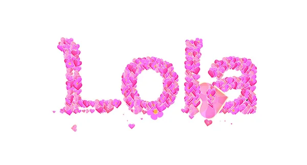 Lola female name set with hearts type design — Stok fotoğraf