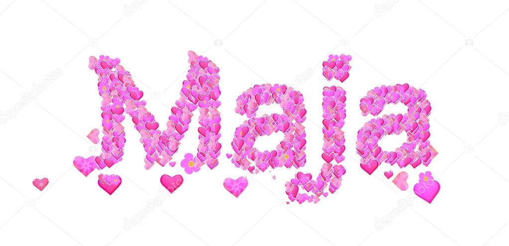 Maja female name set with hearts type design — Stock Photo © mail ...