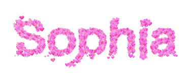 Sophia kadın adı kalpler tip tasarım ile ayarla