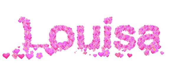 Louisa weibliches Namensset mit Herzdesign — Stockfoto
