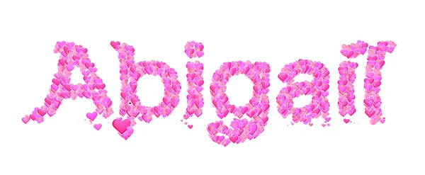 Abigail vrouwelijke naam instellen met harten typeontwerp — Stockfoto