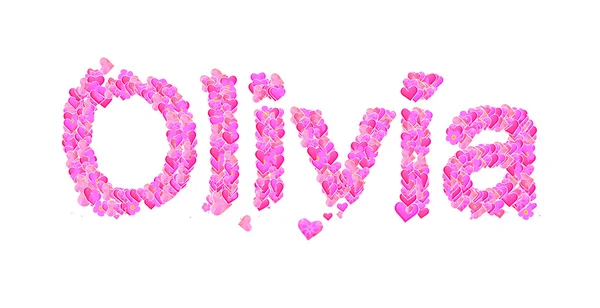Набор женского имени Оливия с дизайном сердец — стоковое фото